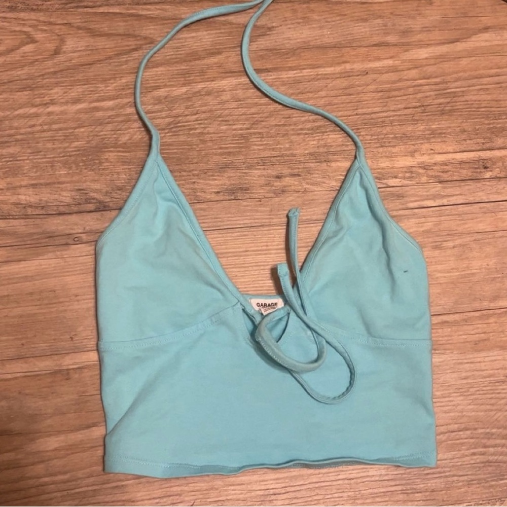 garage clothing blue halter top